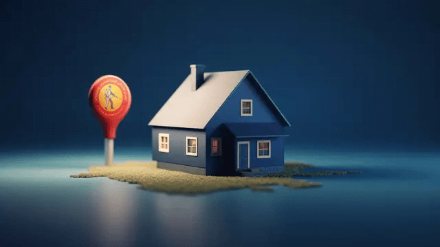 pngtree d rendered house in blue hue with work from home sign image 3718180